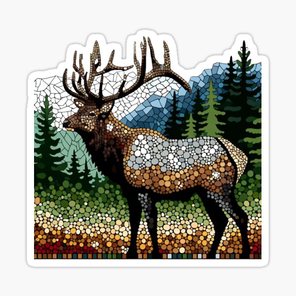Item preview, Majestic Elk Mosaic Art - Nature-Inspired Wildlife Decor designed and sold by Studio70Nine.