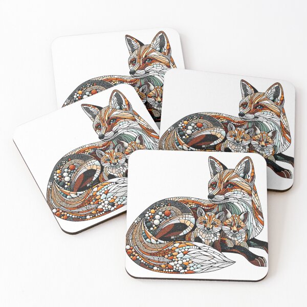 Item preview, Whimsical Fox Family Mosaic Art - Colorful Wildlife Decor designed and sold by Studio70Nine.