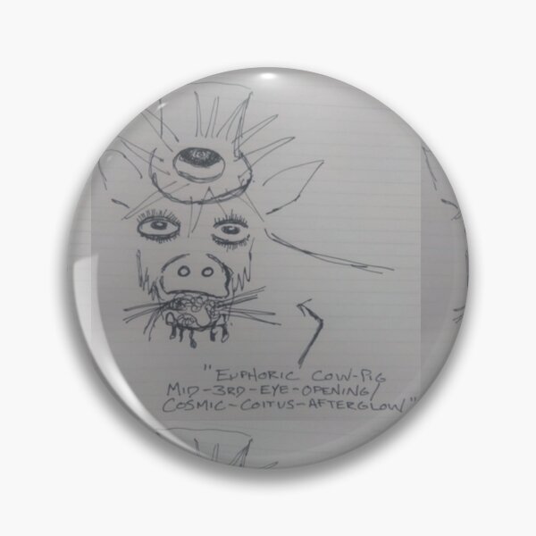 Item preview, Euphoric Cow Pig Mid Third Eye Opening Cosmic Coitus Afterglow | Line Drawing on Notebook Paper designed and sold by patrickcallan.