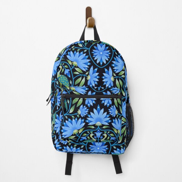 Item preview, Brilliant blue blooms with peacock indigo, midnight blue, green designed and sold by naomibroudo.