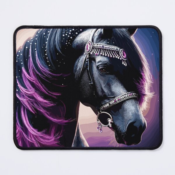 Item preview, Beautiful Black Horse with purple hair designed and sold by Artbyminga.