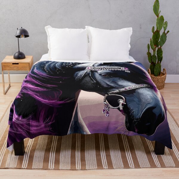 Item preview, Beautiful Black Horse with purple hair designed and sold by Artbyminga.