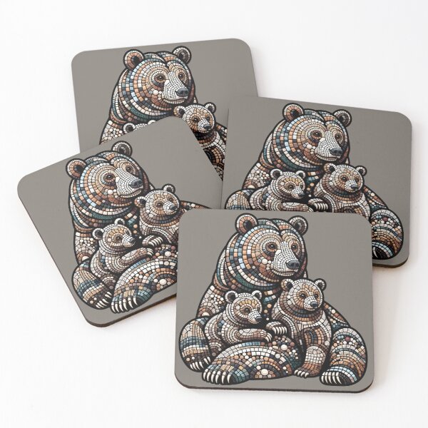 Item preview, Cozy Bear Family Mosaic Art - Whimsical Wildlife Wall Decor designed and sold by Studio70Nine.