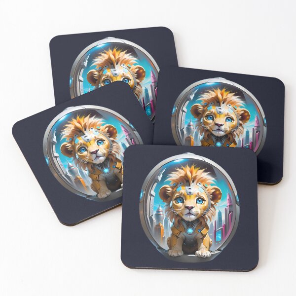 Item preview, Baby Lion In A Futuristic Cyber City designed and sold by TheArtOfPat.