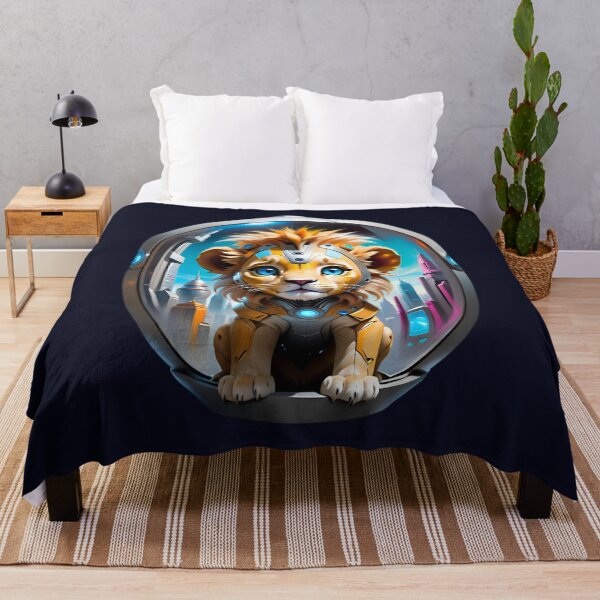 Item preview, Baby Lion In A Futuristic Cyber City designed and sold by TheArtOfPat.
