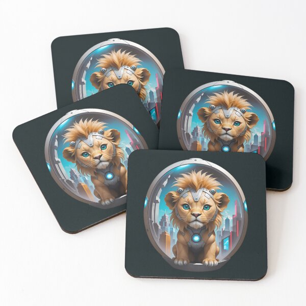 Item preview, Baby Lion In A Futuristic Cyber City designed and sold by TheArtOfPat.
