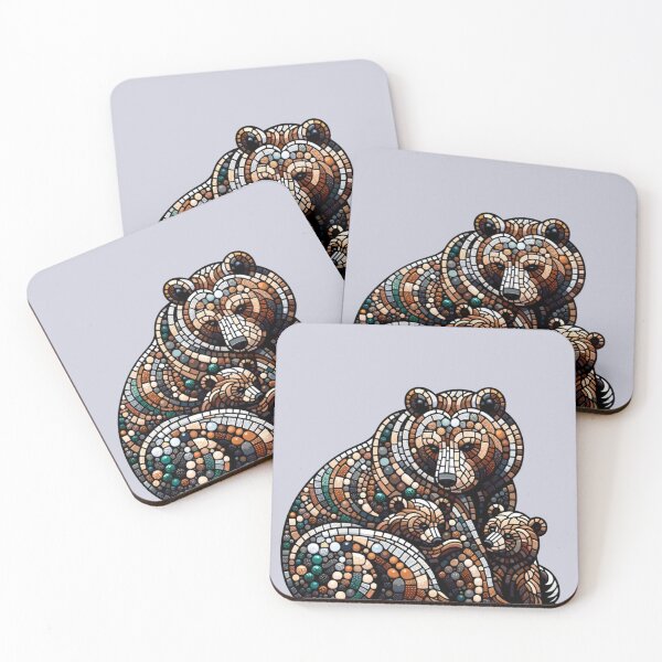 Item preview, Heartwarming Bear Family Mosaic - Intricate Wildlife Art designed and sold by Studio70Nine.