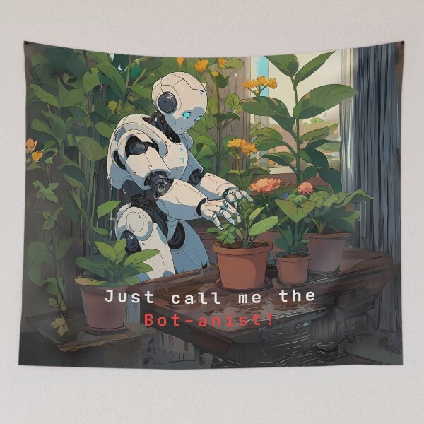 Item preview, Just Call Me The Bot-Anist! Humanoid Robot Art designed and sold by Obsidian Ink by Wilshire.