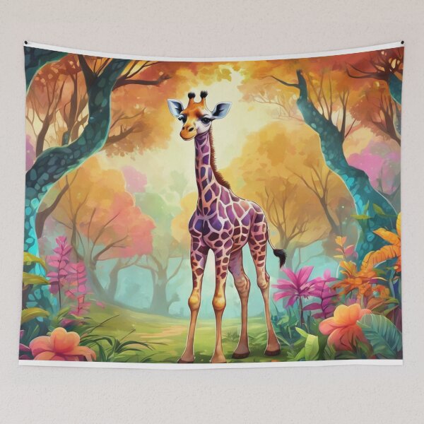 Item preview, Cute Baby Giraffe In a Colorful Rainforest designed and sold by LMStudioDesigns.