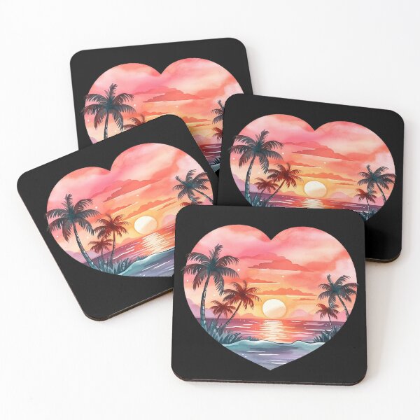Item preview, Retro Beach Sunset Heart Design designed and sold by IvyIsle.