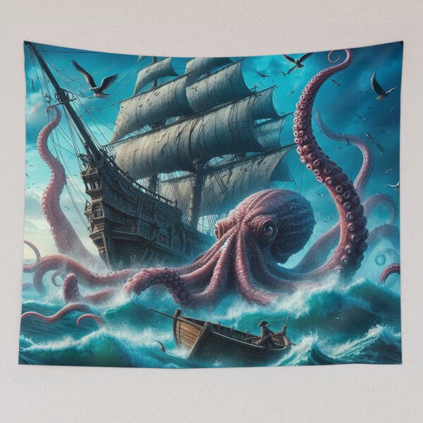Item preview, Giant octopus attacking ship designed and sold by TUnivers.