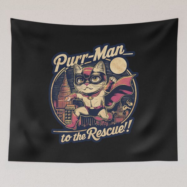 Item preview, PurrMan to the Rescue Cute Superhero Kawaii Funny T-Shirt  designed and sold by Witty Shirts.
