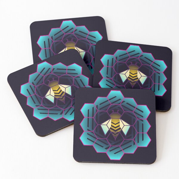 Item preview, Synthwave Honey bee- Blue  designed and sold by spicynoodleart.