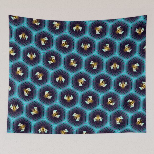 Item preview, Synthwave Honey bee- Blue  designed and sold by spicynoodleart.