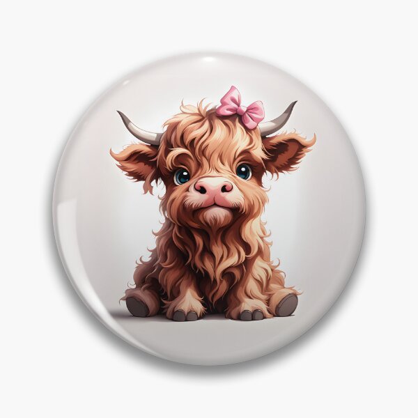Artikelvorschau, Niedliche Baby Highland Kuh mit rosa Schleife entworfen und verkauft von LiluGross.
