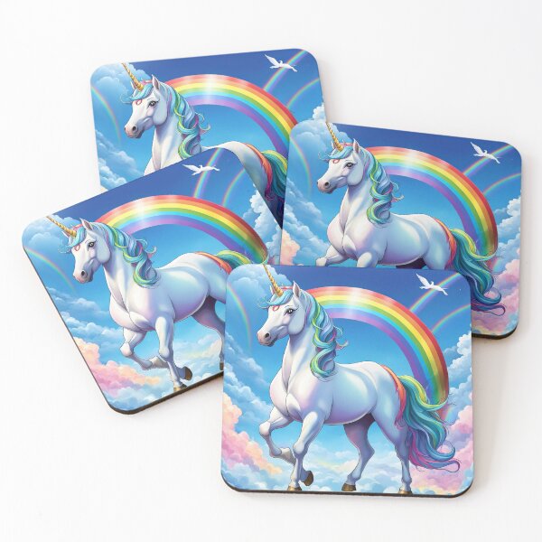 Item preview, "Meet my enchanting rainbow unicorn: a majestic white horse adorned with hues of the rainbow, embodying grace and magic in every stride. designed and sold by Eandbeyond.