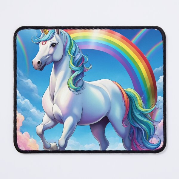 Item preview, "Meet my enchanting rainbow unicorn: a majestic white horse adorned with hues of the rainbow, embodying grace and magic in every stride. designed and sold by Eandbeyond.