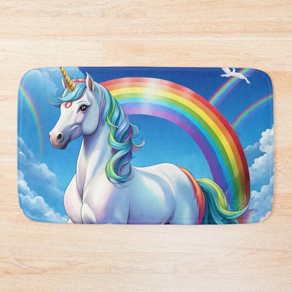 Item preview, "Meet my enchanting rainbow unicorn: a majestic white horse adorned with hues of the rainbow, embodying grace and magic in every stride. designed and sold by Eandbeyond.