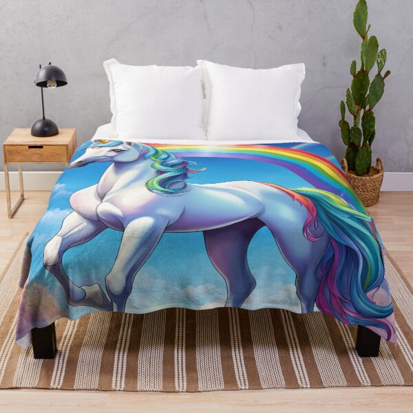 Item preview, "Meet my enchanting rainbow unicorn: a majestic white horse adorned with hues of the rainbow, embodying grace and magic in every stride. designed and sold by Eandbeyond.