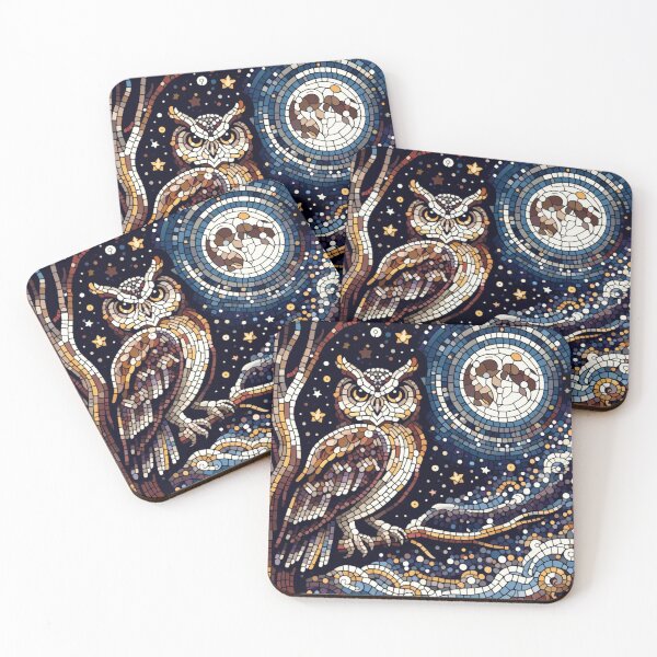 Item preview, Starry Night Owl Mosaic - Enchanting Moonlit Scene designed and sold by Studio70Nine.