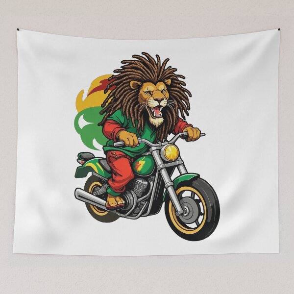 Item preview, Rasta Lion Motorcycle designed and sold by reggaeartgifts.