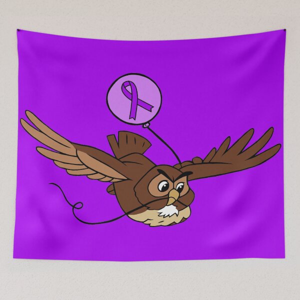 Item preview, Owl Flying With a Awareness Ribbon Balloon (Purple) designed and sold by CaitlynConnor.