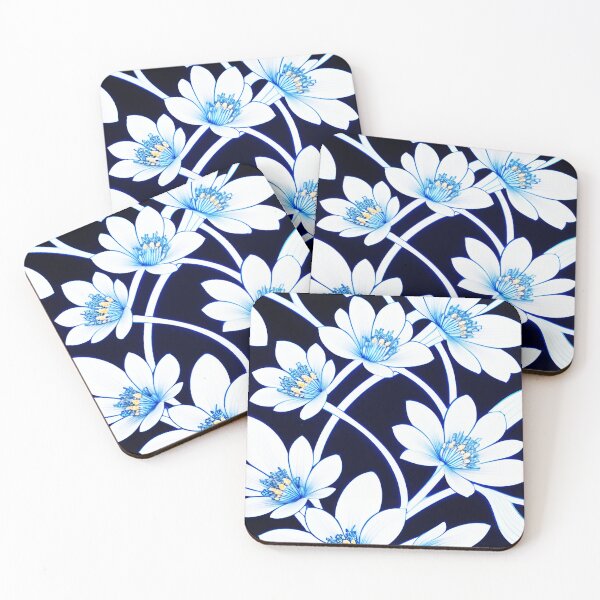 Item preview, white flower blue designed and sold by aliraweb.