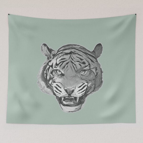Item preview, Tiger Mom Growling Tiger face black and white designed and sold by AuroraXGreen.