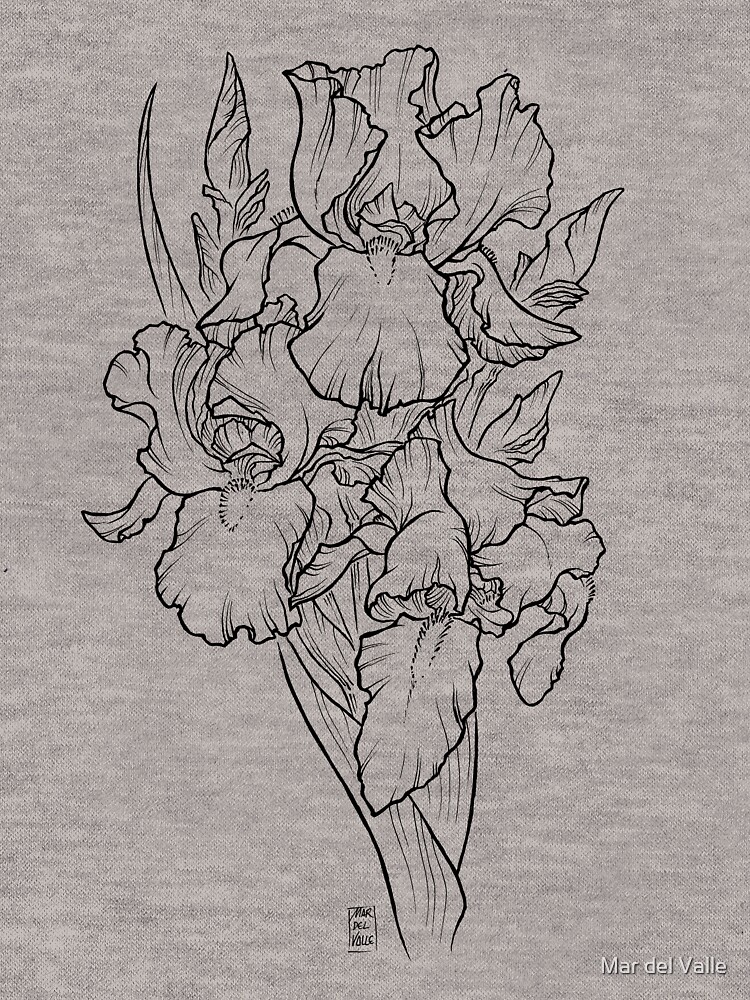 Irises - Black Line by mardelvallearts