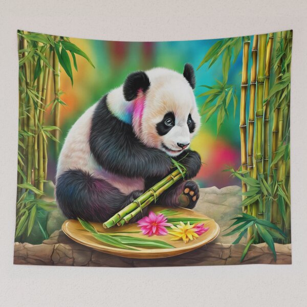Item preview, Cute baby panda eating bamboo  designed and sold by LMStudioDesigns.