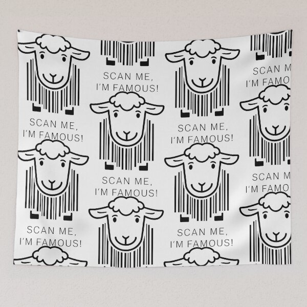 Item preview, SCAN ME, I'M FAMOUS! Dolly the Sheep Lives On in Meme Culture in black designed and sold by SplashTastic.