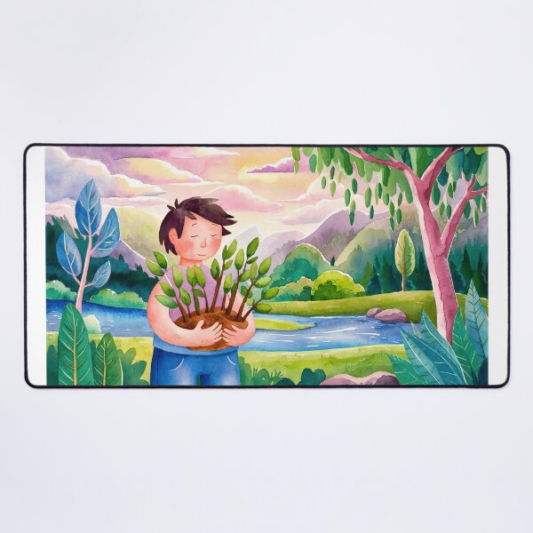 Item preview, watercolor planting trees designed and sold by ururuty.
