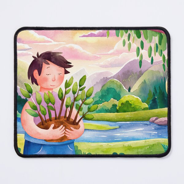 Item preview, watercolor planting trees designed and sold by ururuty.