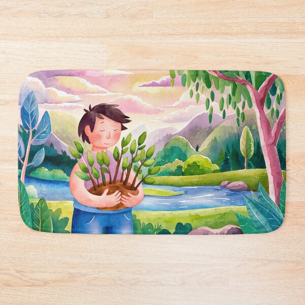 Item preview, watercolor planting trees designed and sold by ururuty.