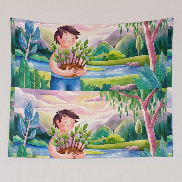 Item preview, watercolor planting trees designed and sold by ururuty.