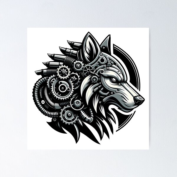 Item preview, Steampunk Wolf designed and sold by Funny Vintage Stickers And T-Shirts.