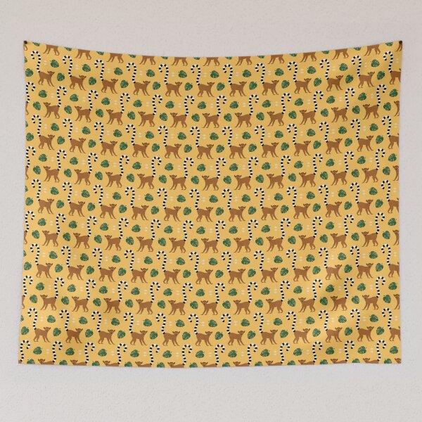 Item preview, Ringtailed lemurs on yellow designed and sold by reneesillus.