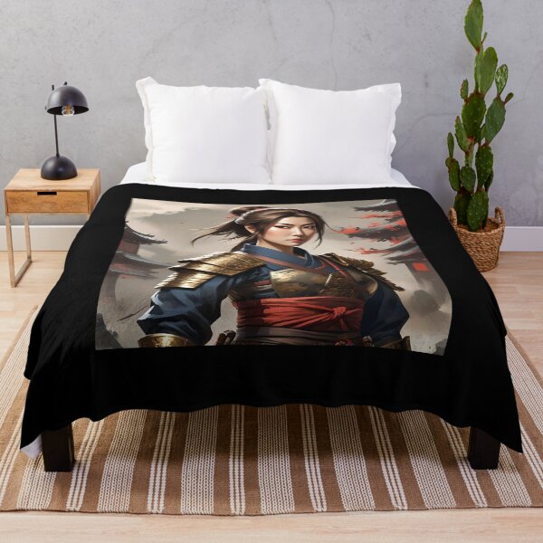 Item preview, Female Samurai, Japanese Girl, Fantasy Woman with Brown Hair designed and sold by ShamanIwoArt.