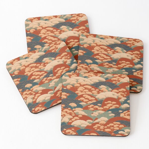 Item preview, Japanese Kimono Pattern Seigaiha Waves and Blossoms designed and sold by patterncrow.