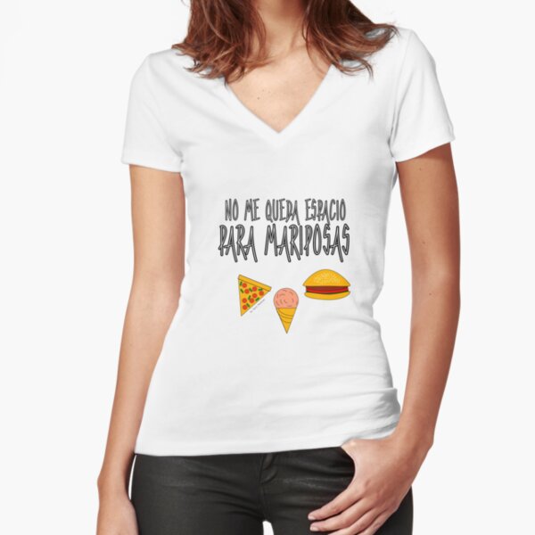 COMIDA ANTES QUE MARIPOSAS Camiseta entallada de cuello en V