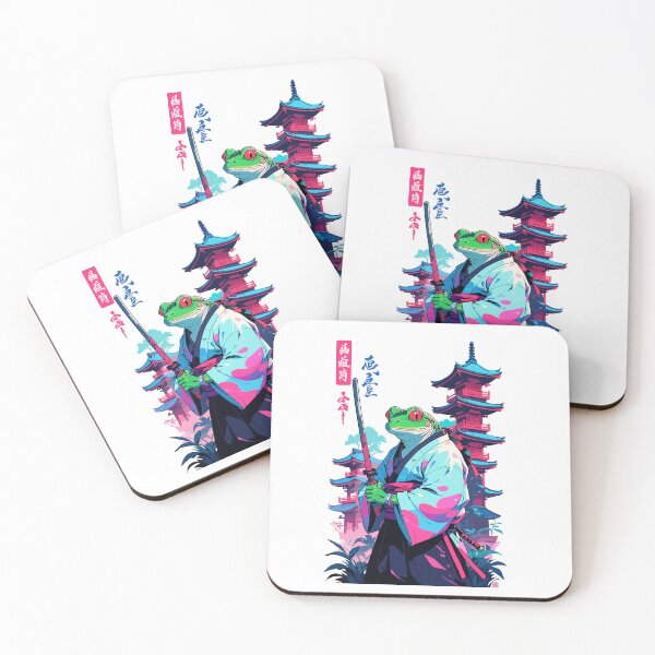 Item preview, Samurai Frog Aesthetic Vaporwave Style designed and sold by LuminOrb.