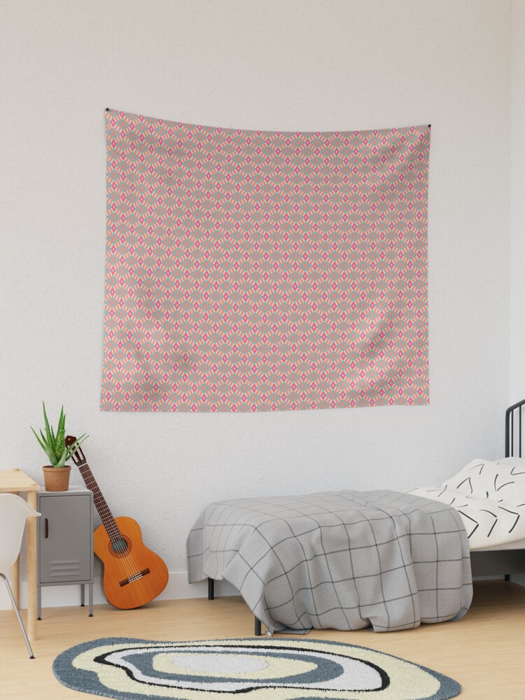 Tapestry, Geometric Sunset on Sea Colorful Diamond Lattice designed and sold by Triplicate Limited