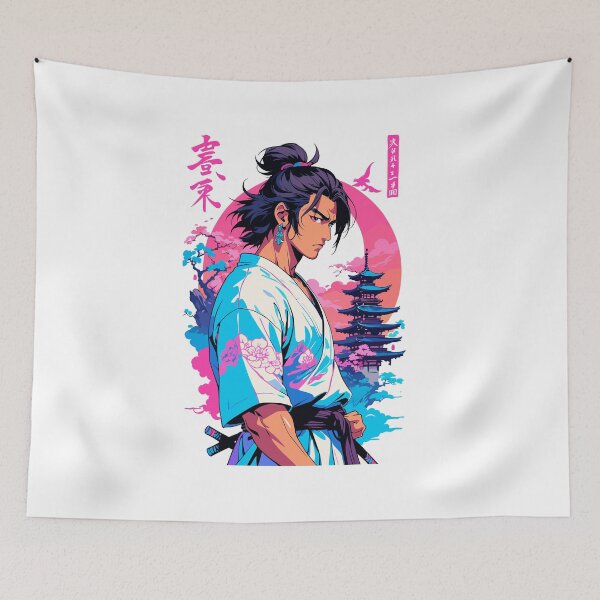 Item preview, Aesthetic Vaporwave Style Japanese Samurai designed and sold by LuminOrb.