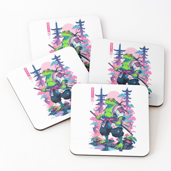 Item preview, Samurai Frog Aesthetic Vaporwave Style Japan designed and sold by LuminOrb.