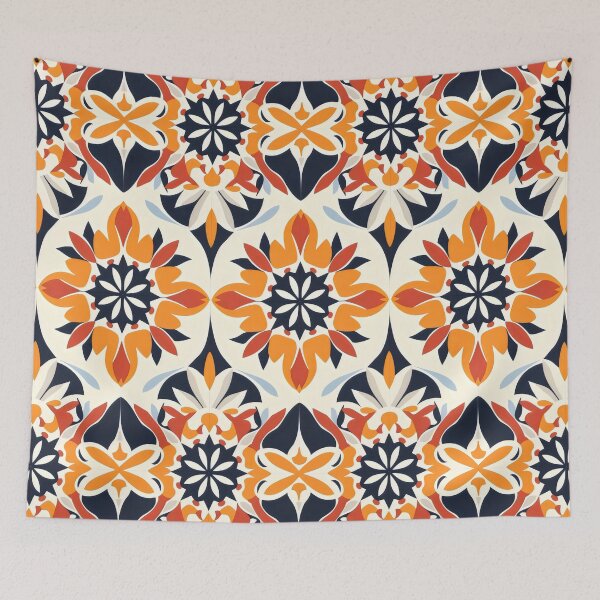 Item preview, Bold Sicilian Tile Pattern in Red, Orange, and Black designed and sold by VoyteksDesigns.