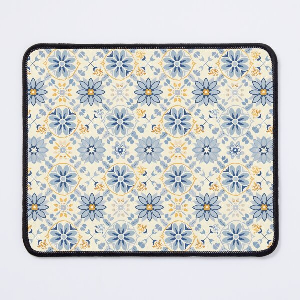 Item preview, Elegant Sicilian Tile Floral Pattern in Blue and Yellow designed and sold by VoyteksDesigns.