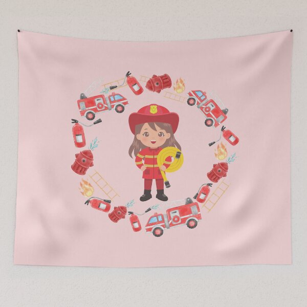Item preview, Female Firefighter Cartoon Emergency Responder designed and sold by MomentumCloset.