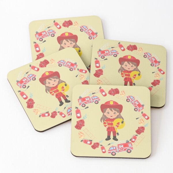 Item preview, Female Firefighter Cartoon Emergency Responder designed and sold by MomentumCloset.
