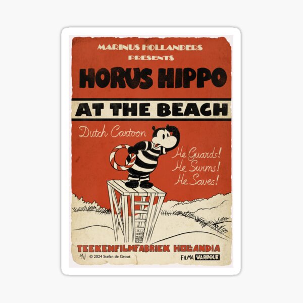 Horus Hippo at the Beach 1927 Filmposter Sticker