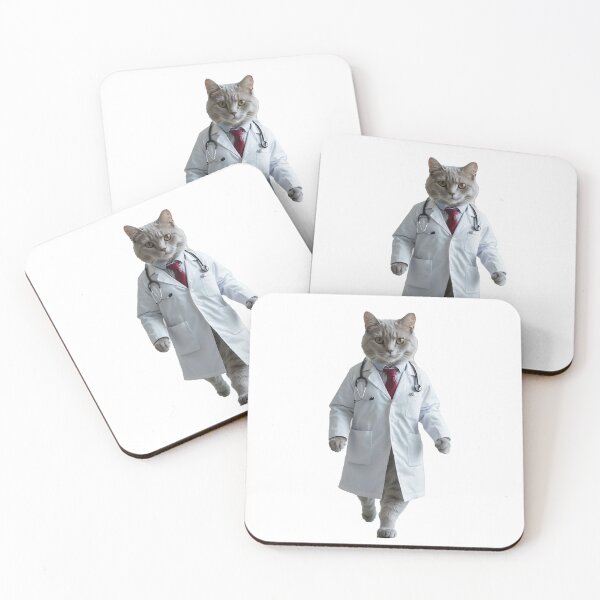 Item preview, Sleek Gray Cat Doctor: Strolling the Hospital Corridor designed and sold by WOHAMMAD.
